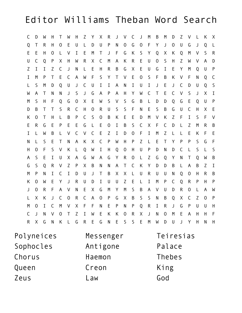 Editor Williams Theban Word Search