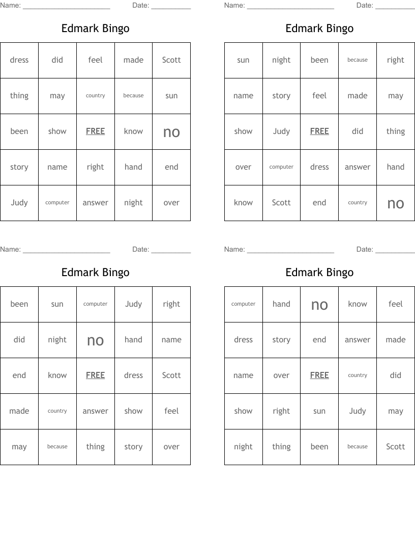 Edmark Bingo