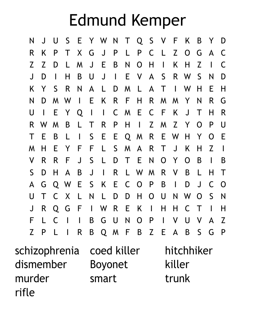 Edmund Kemper Word Search