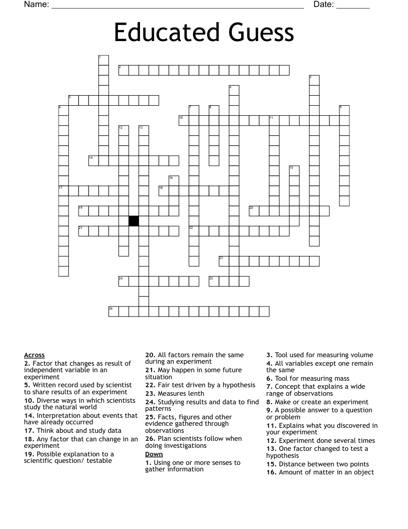 Educated Guess Crossword