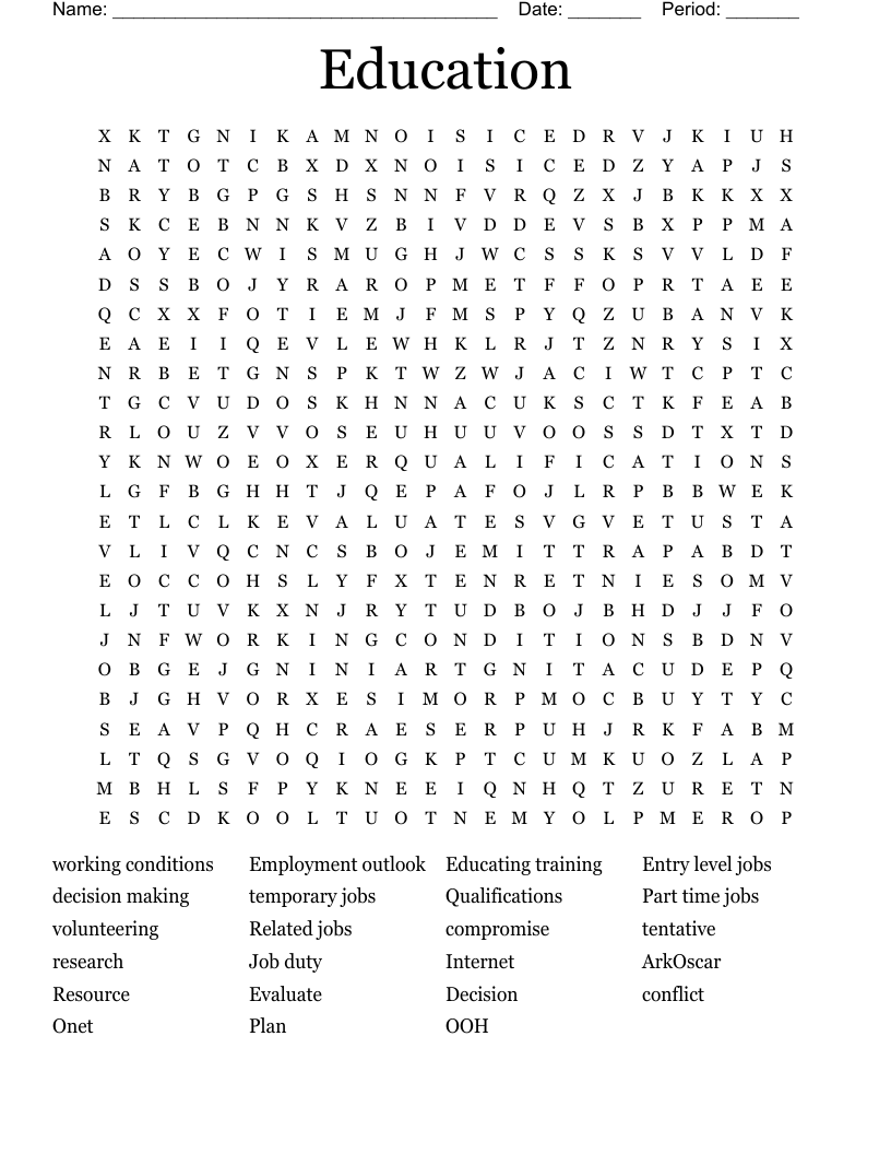 Education Word Search