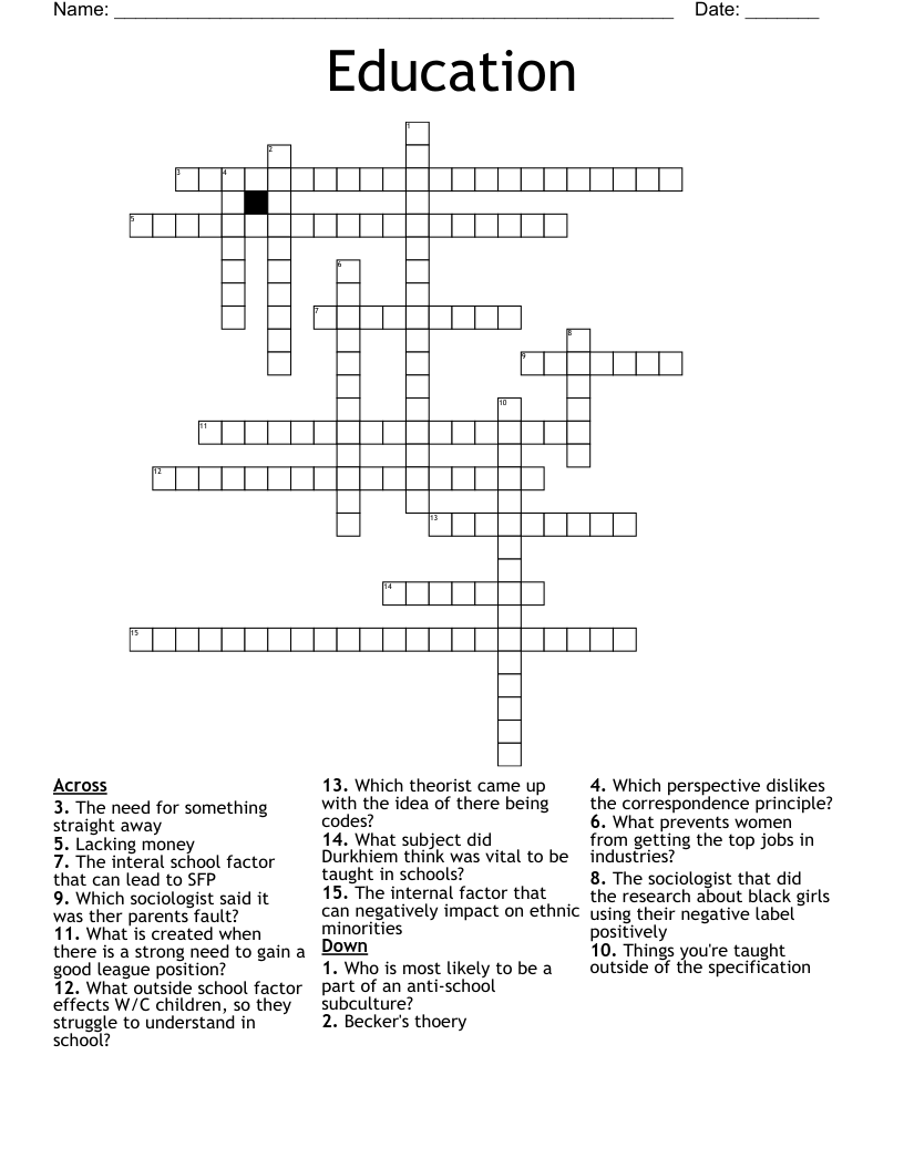 Education Crossword