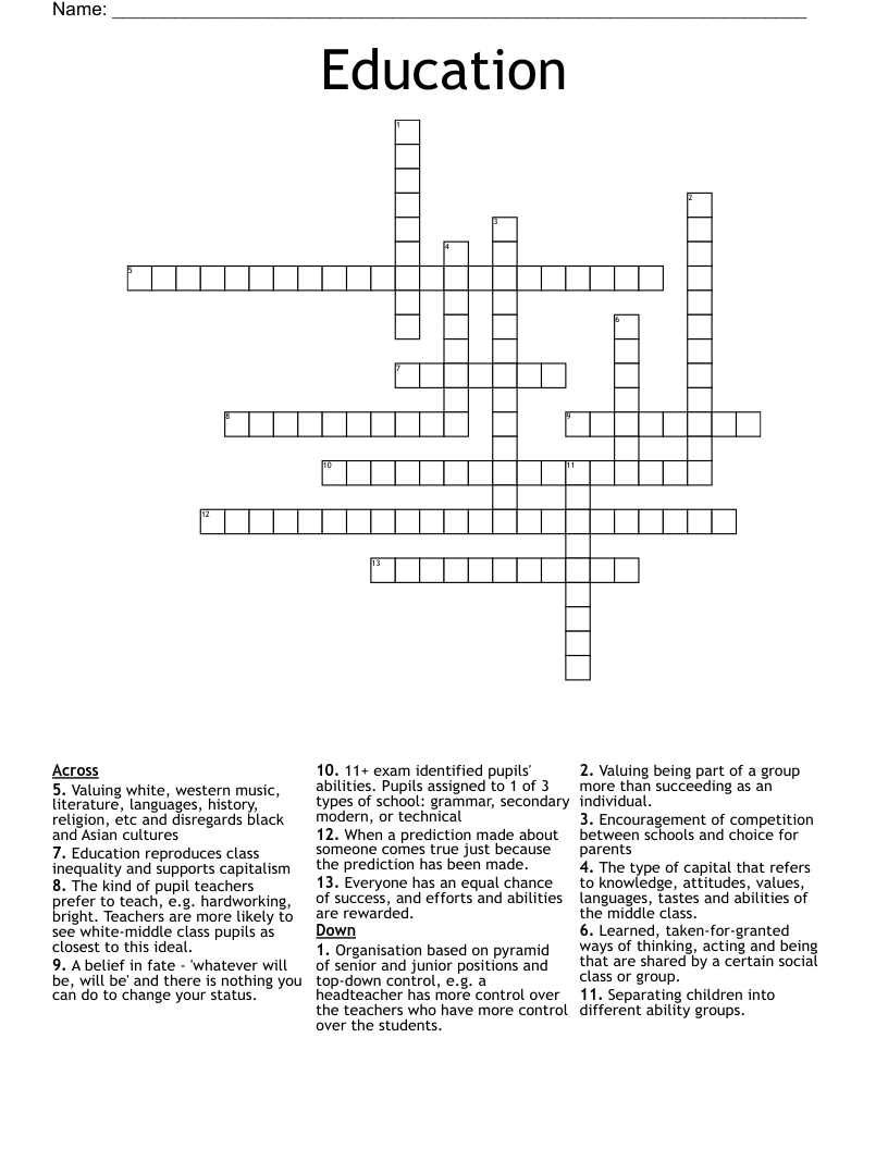 Education Crossword