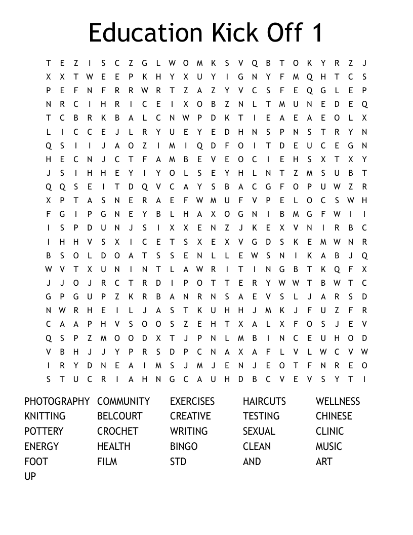Education Kick Off 1 Word Search