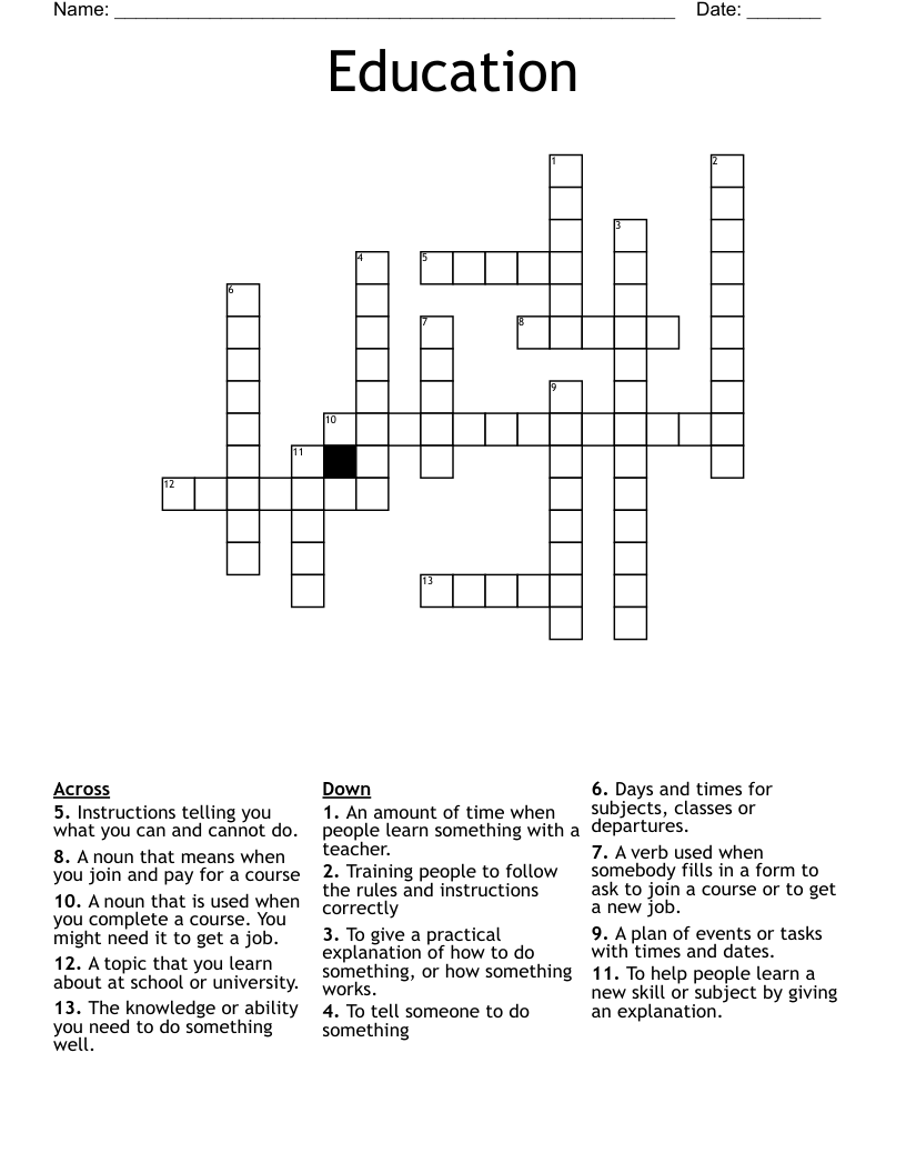 Education  Crossword