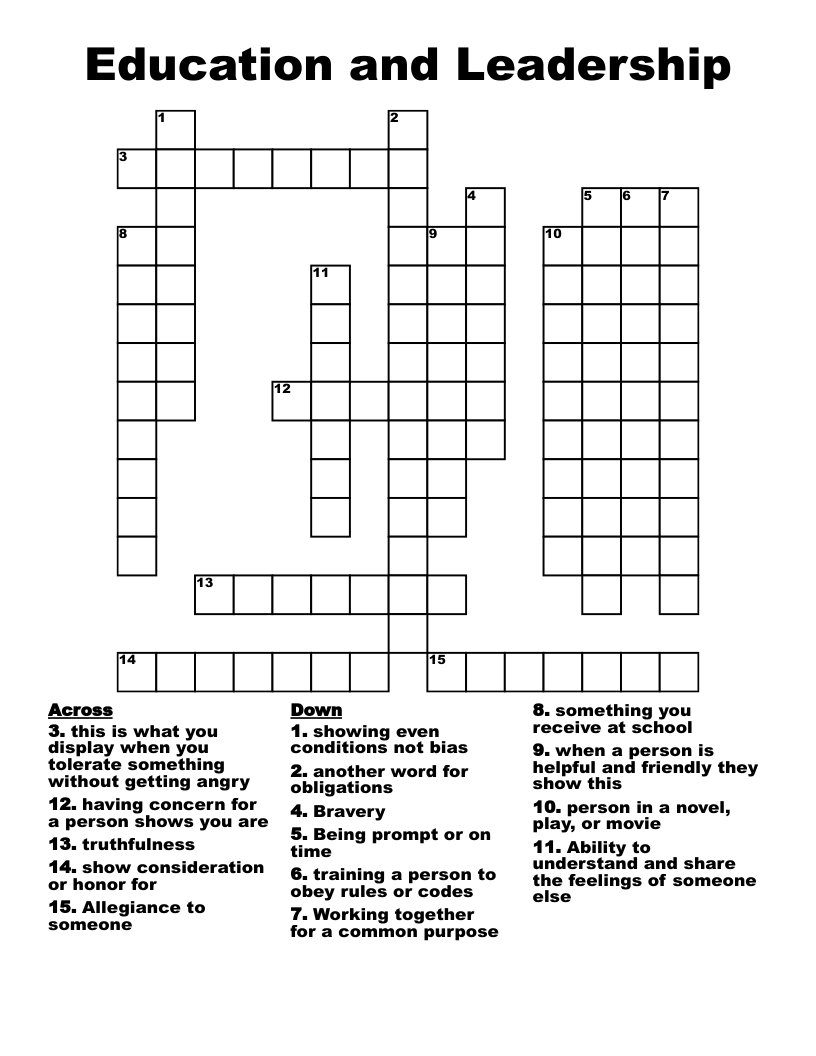 Education and Leadership Crossword