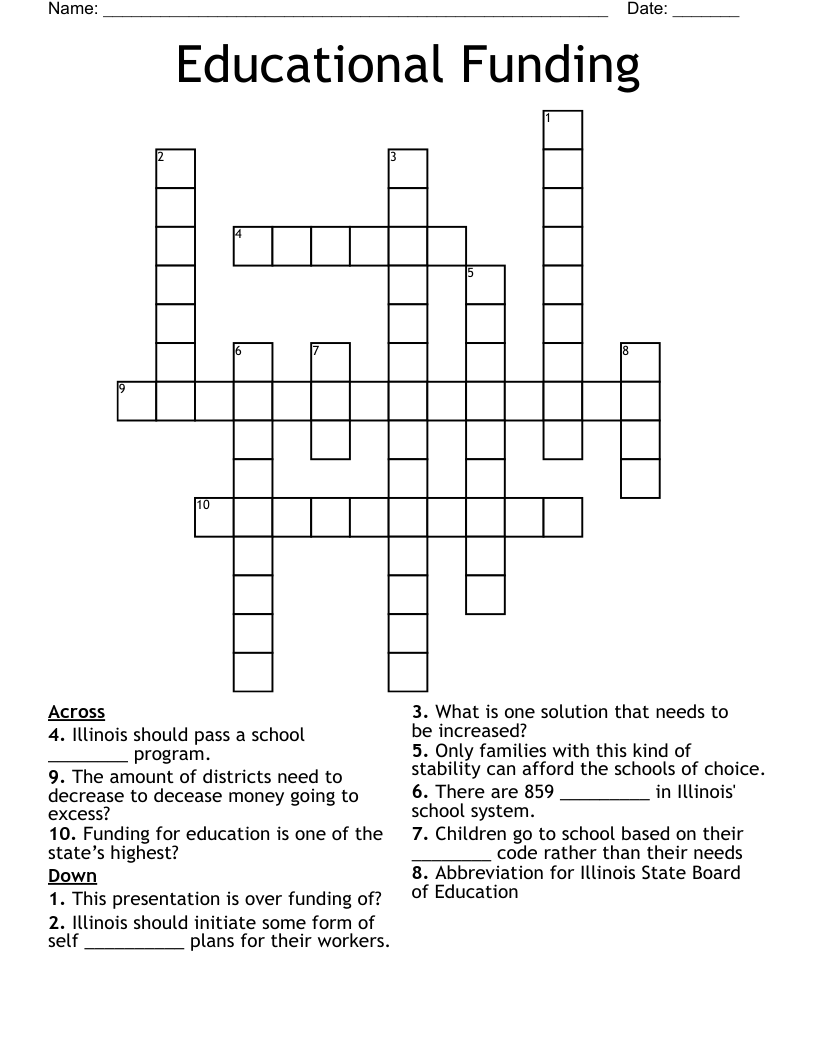 Educational Funding Crossword