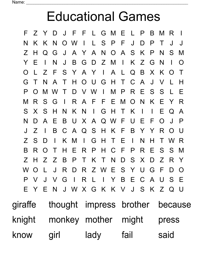 Educational Games Word Search