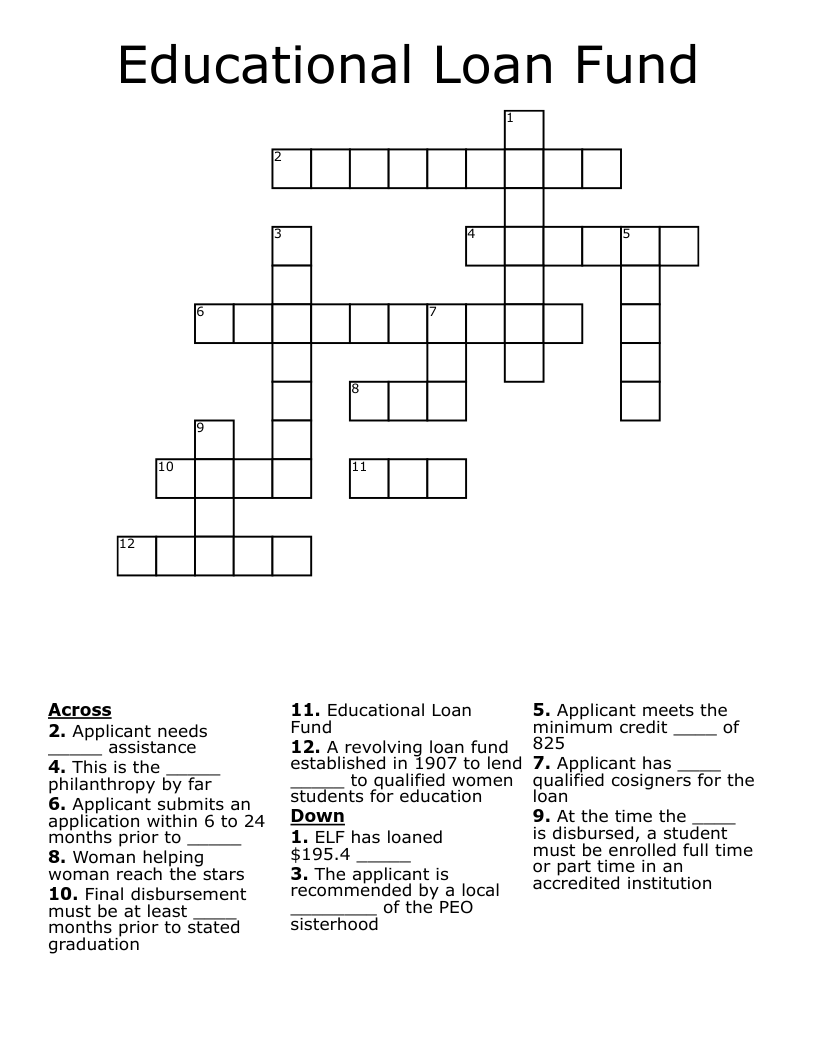 Educational Loan Fund Crossword