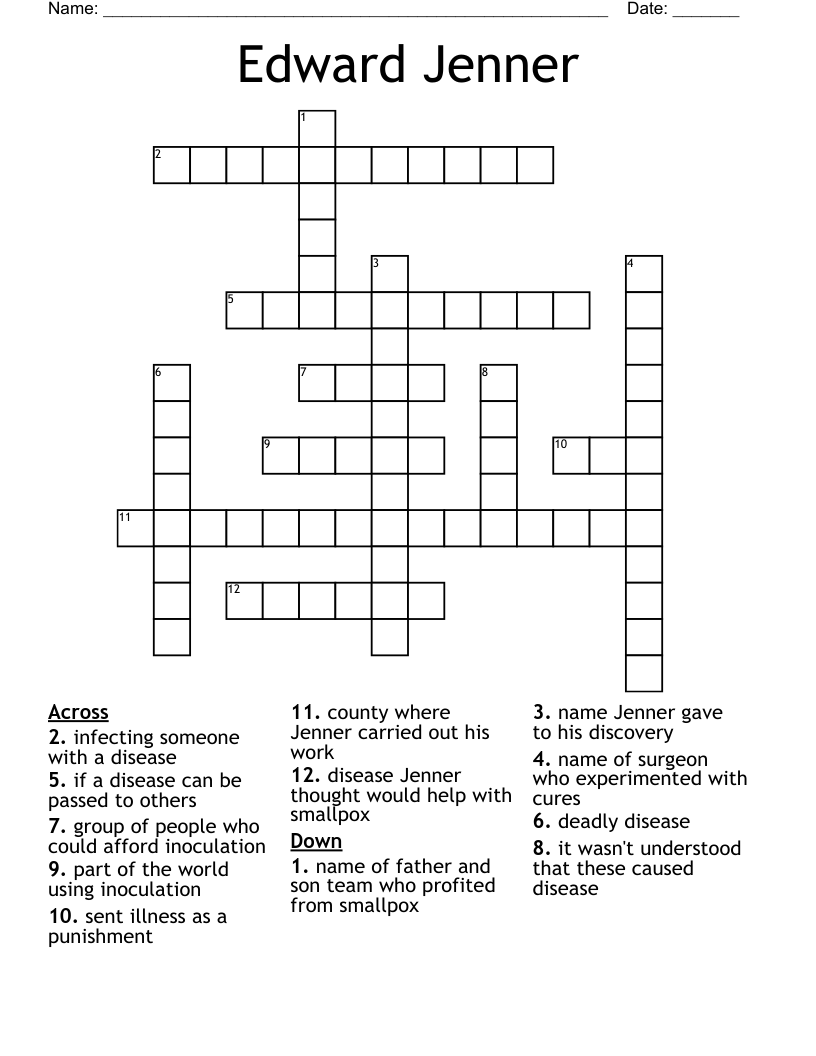 Edward Jenner Crossword