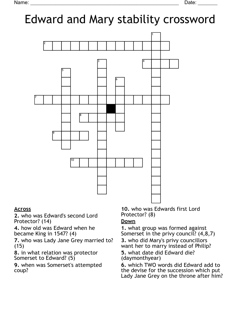 Edward and Mary stability crossword