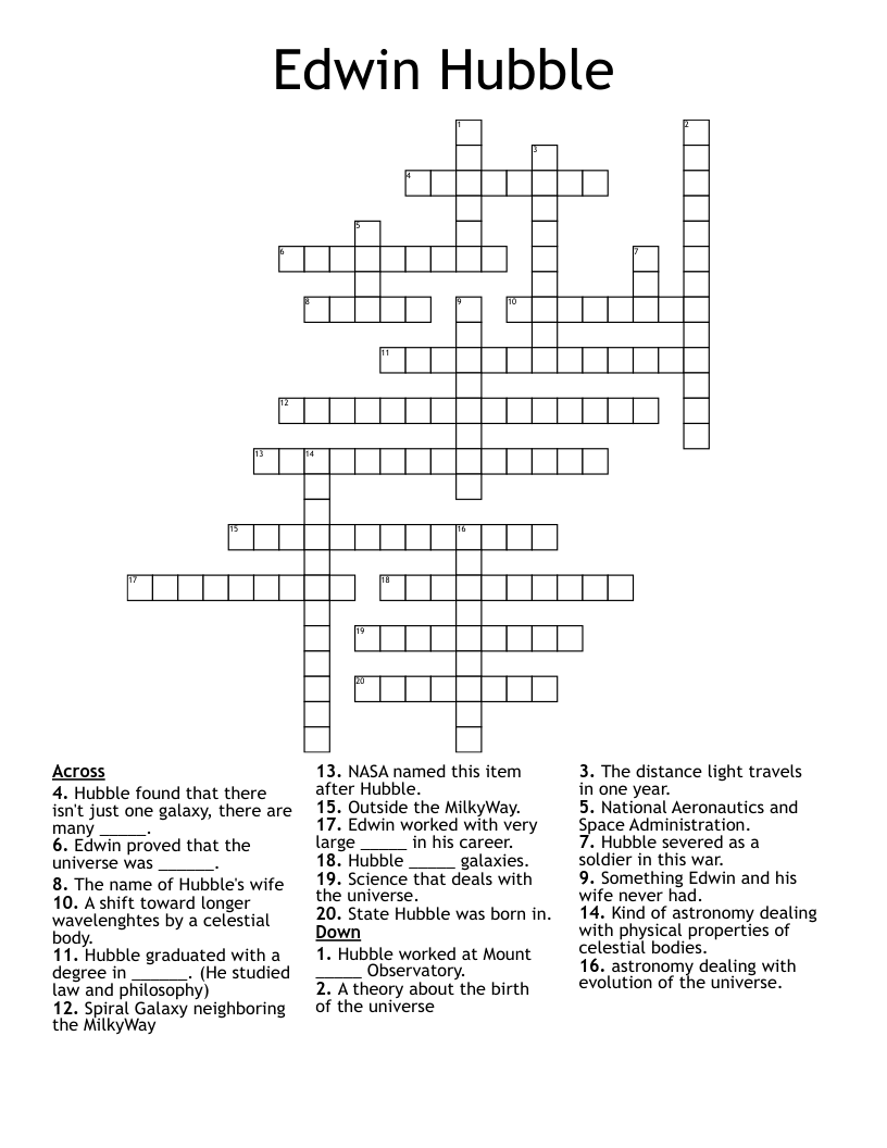 Edwin Hubble Crossword