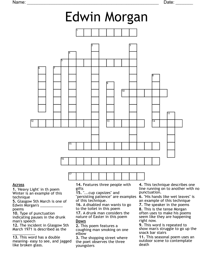 Edwin Morgan Crossword