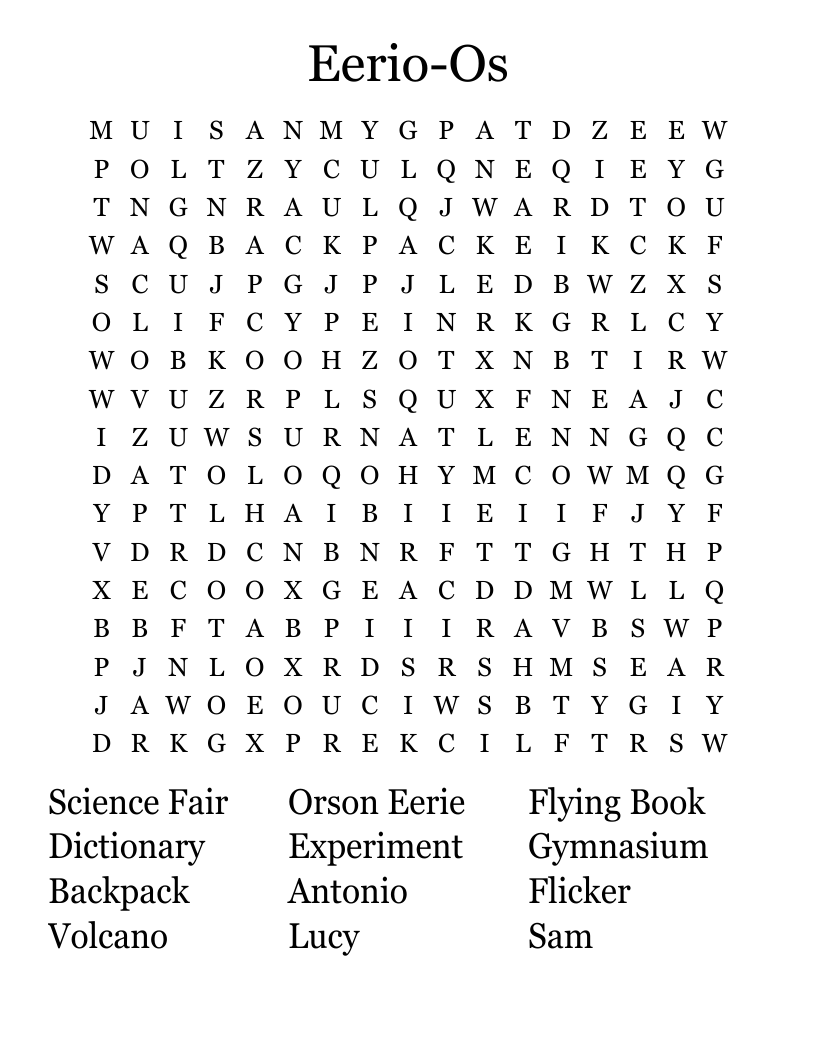 Eerio-Os Word Search