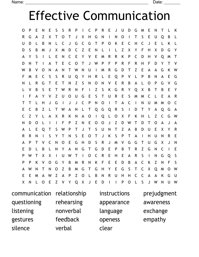 Effective Communication Word Search