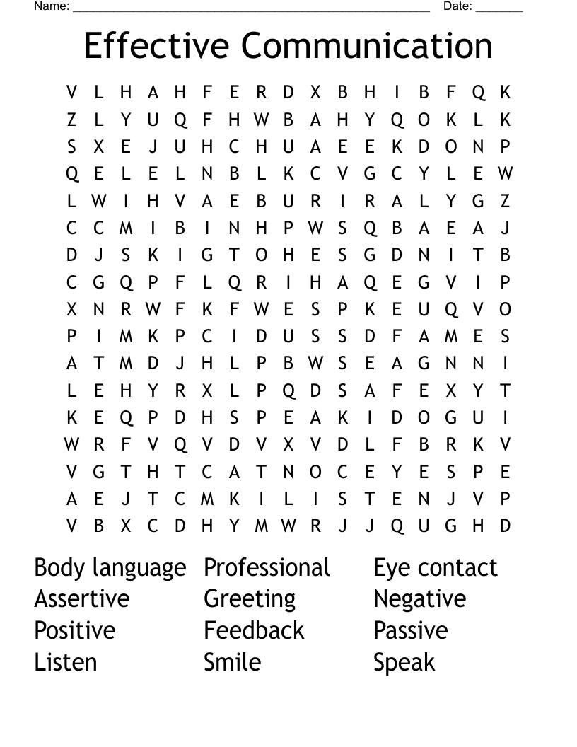 Effective Communication Word Search