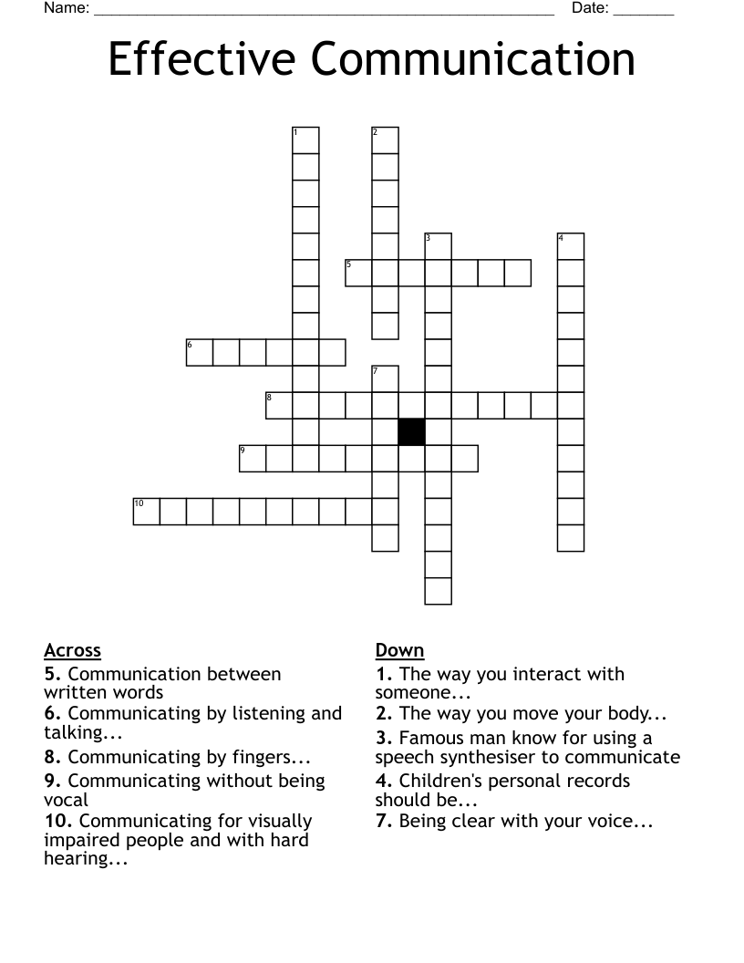 Effective Communication Crossword