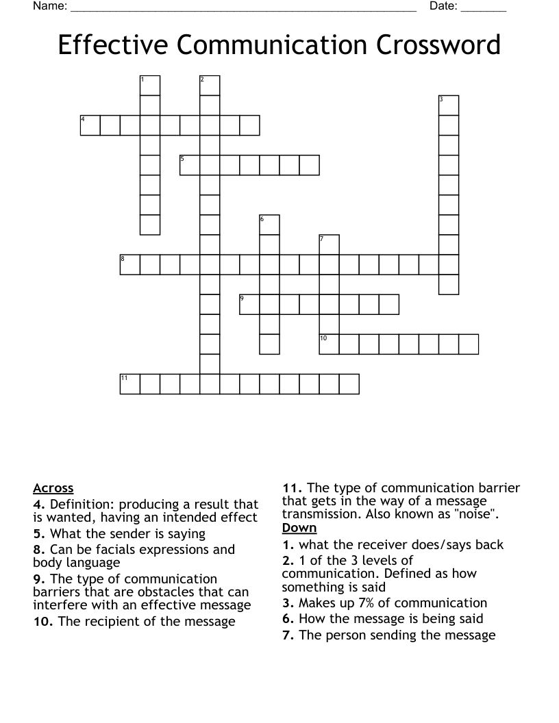 Effective Communication Crossword