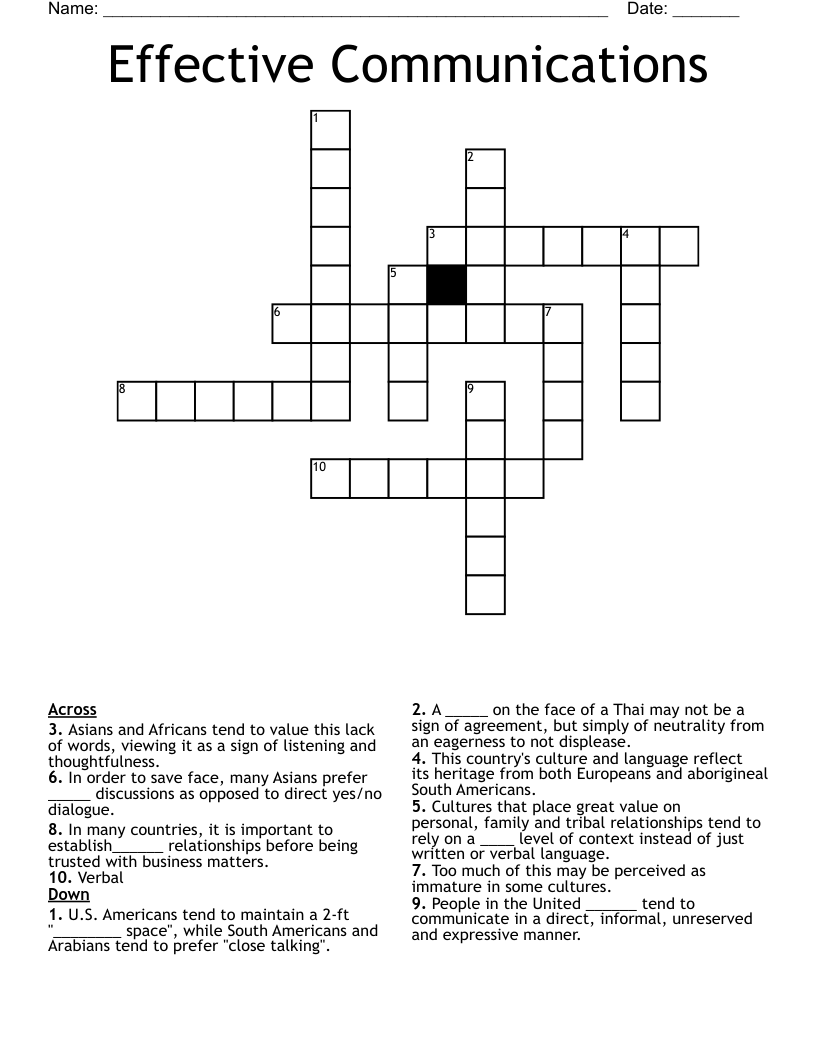 Effective Communications Crossword
