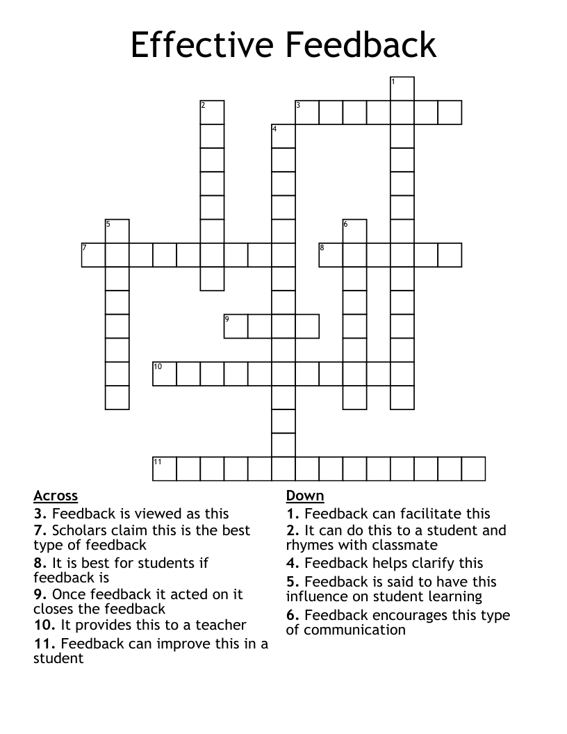 Effective Feedback Crossword