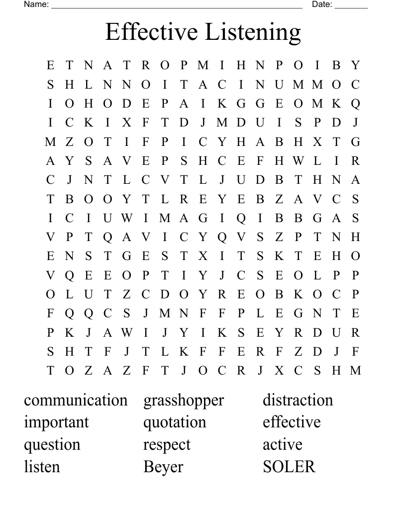 Effective Listening Word Search