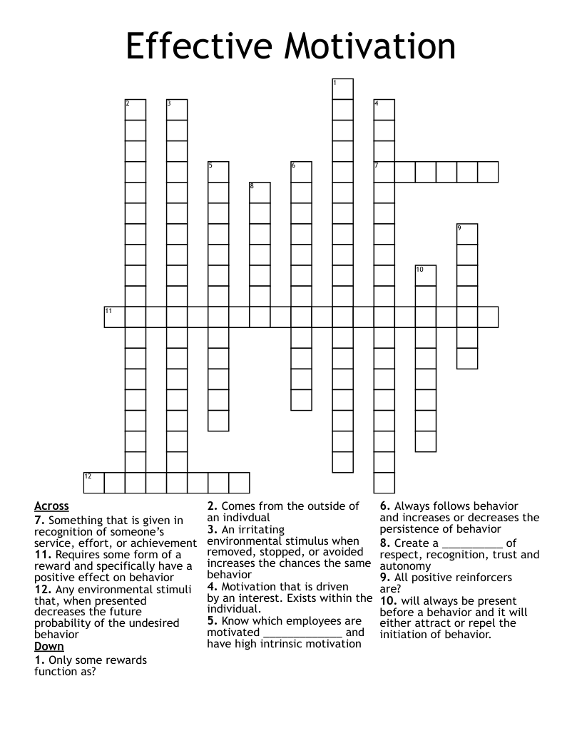 Effective Motivation Crossword