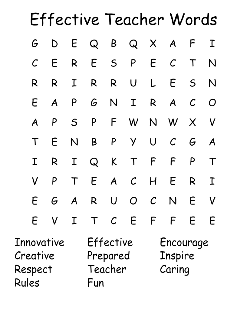 Effective Teacher Words Word Search