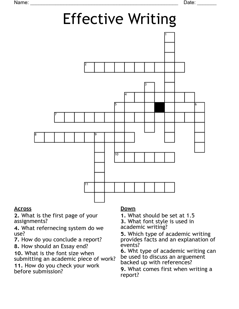 Effective Writing Crossword