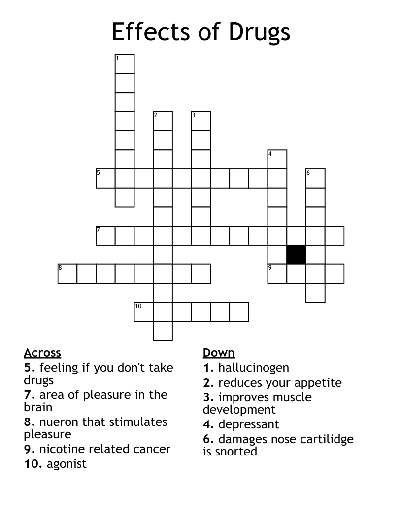 Effects of Drugs Crossword