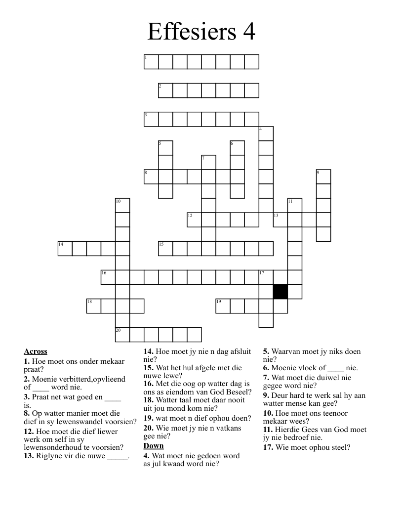 Effesiers 4 Crossword