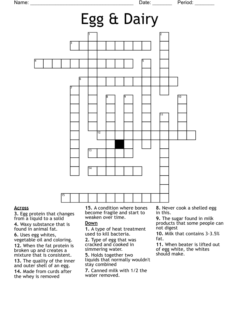 Egg & Dairy Crossword