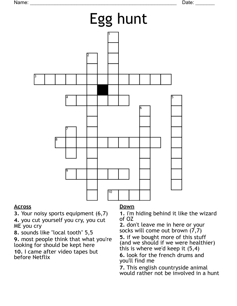 Egg hunt Crossword