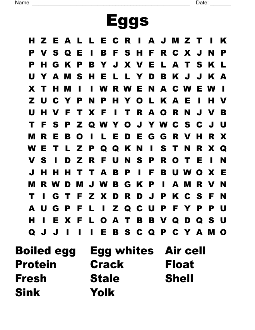 Eggs Word Search