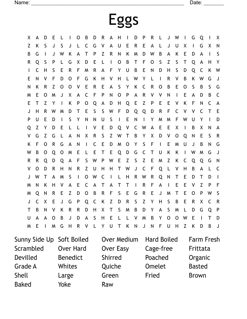 Eggs Word Search