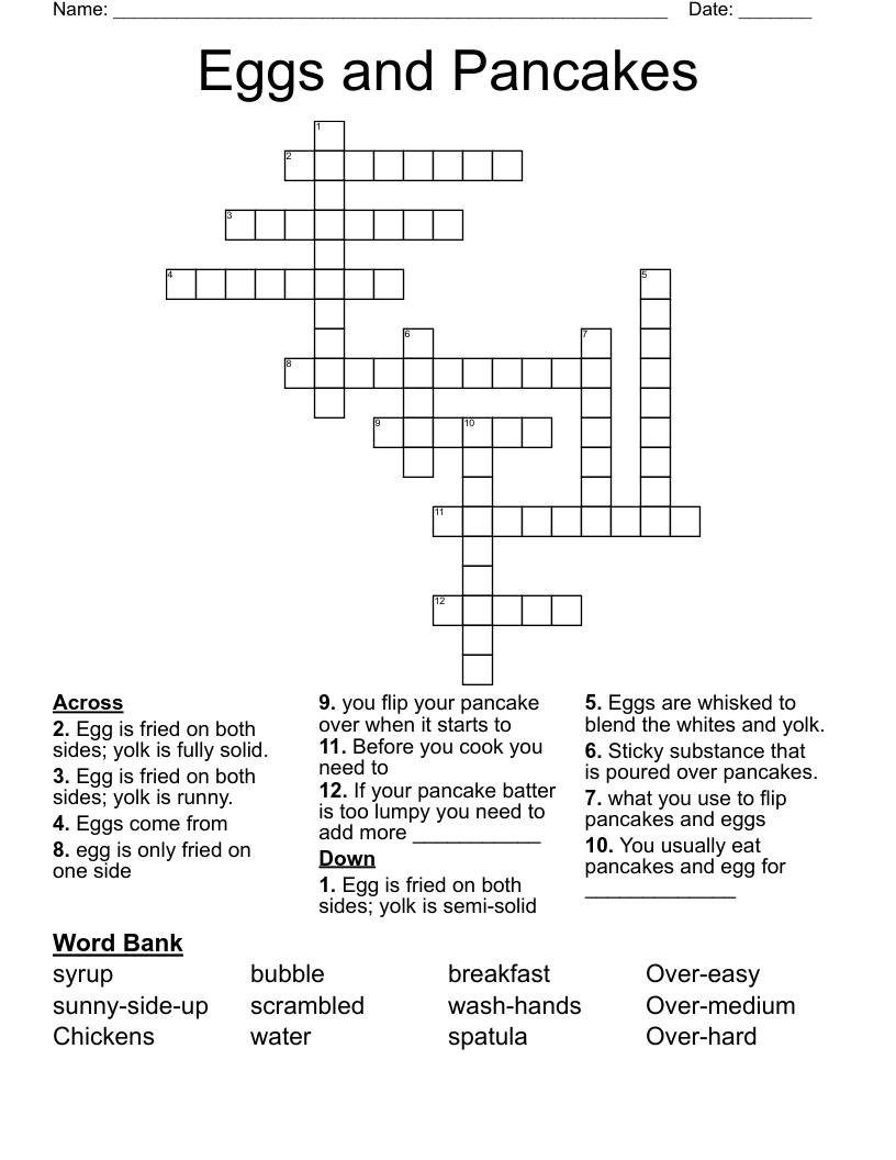 Eggs and Pancakes Crossword