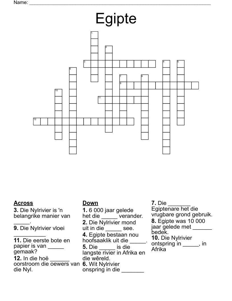 Egipte Crossword
