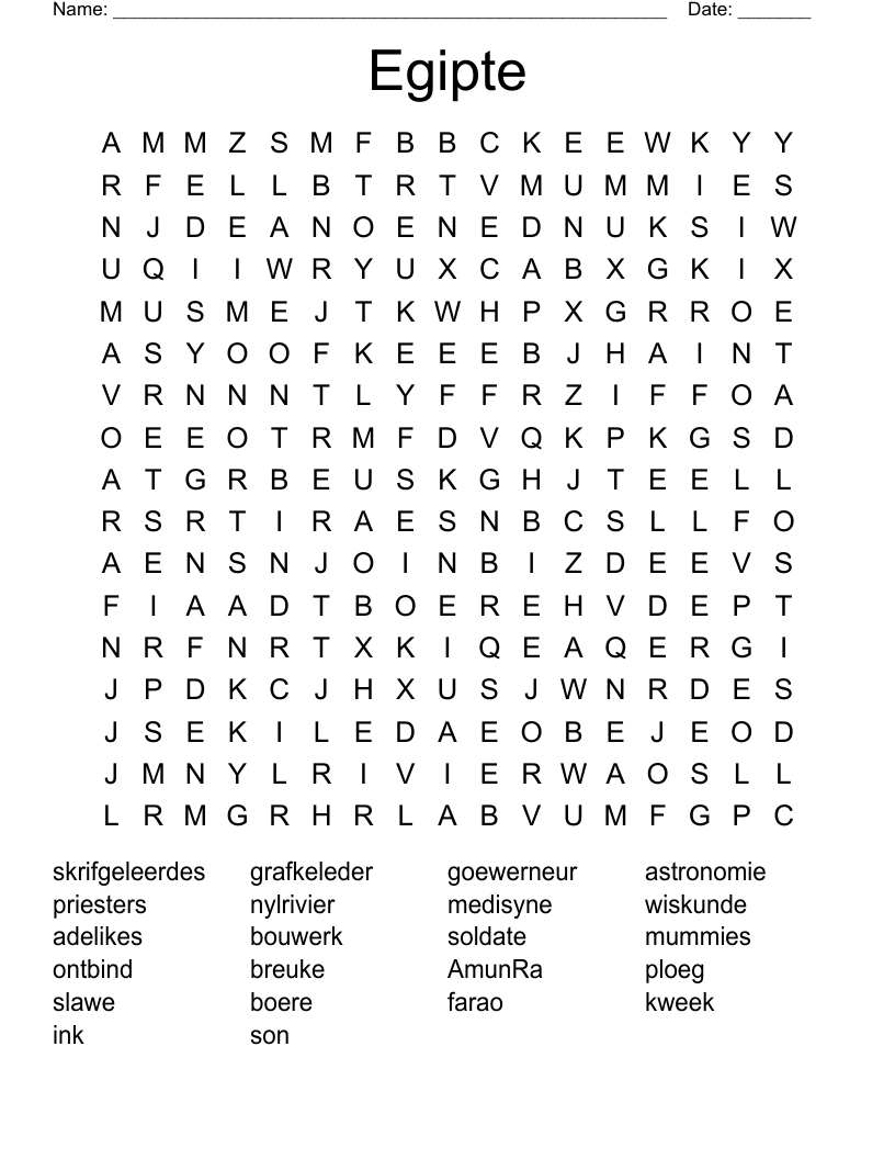 Egipte Word Search