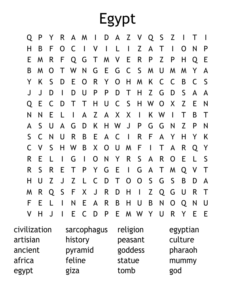 Egypt Word Search