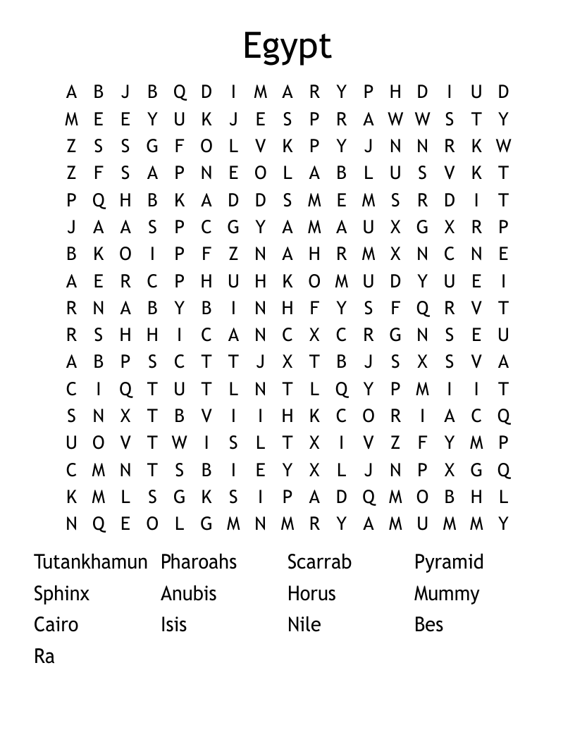 Egypt Word Search