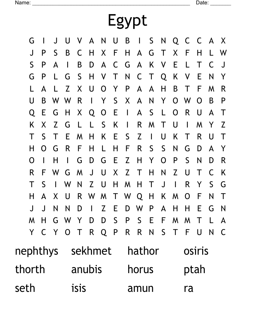 Egypt Word Search