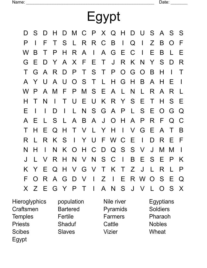 Egypt Word Search