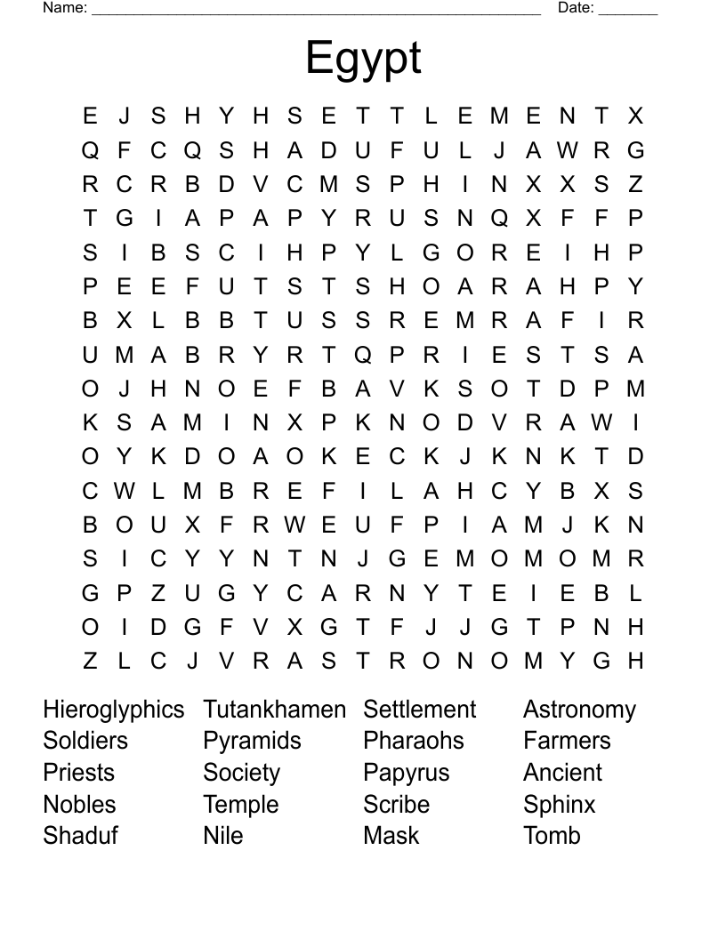 Egypt Word Search