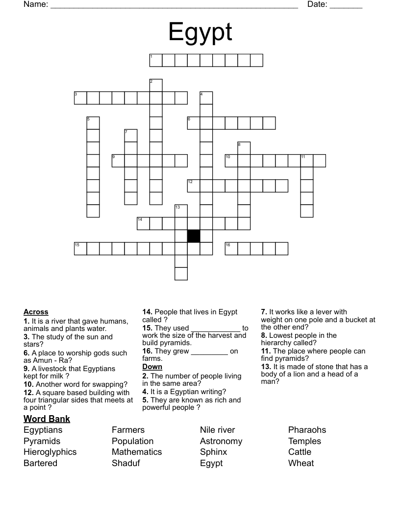 Egypt Crossword