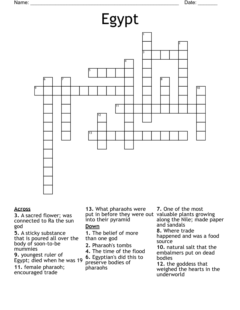 Egypt Crossword