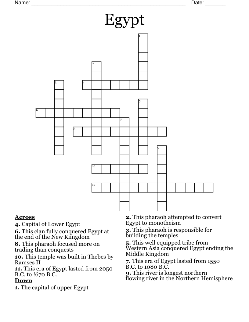 Egypt Crossword