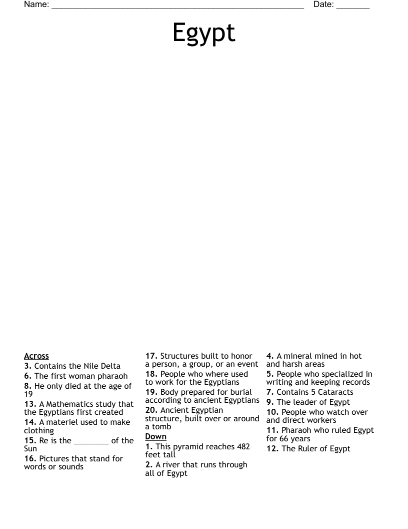 Egypt Crossword