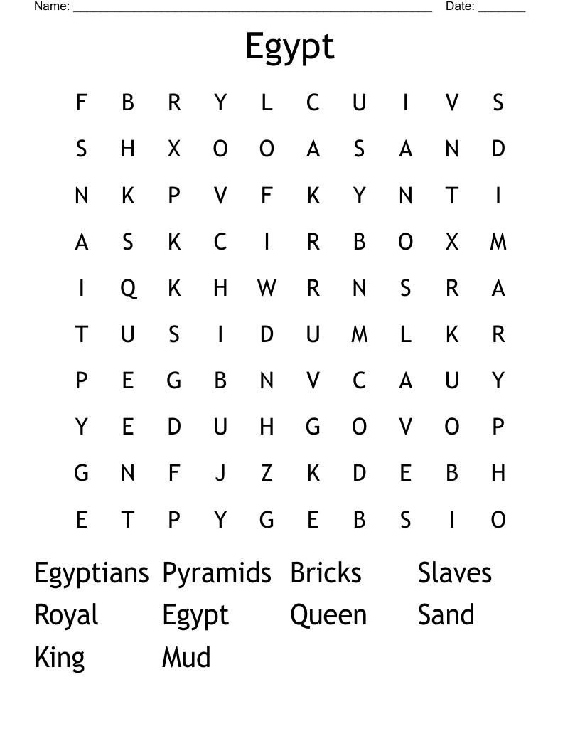 Egypt Word Search