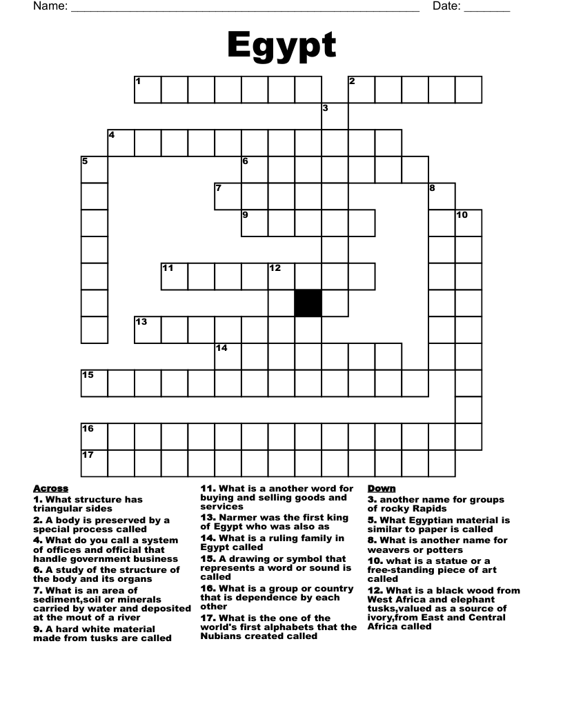 Egypt Crossword