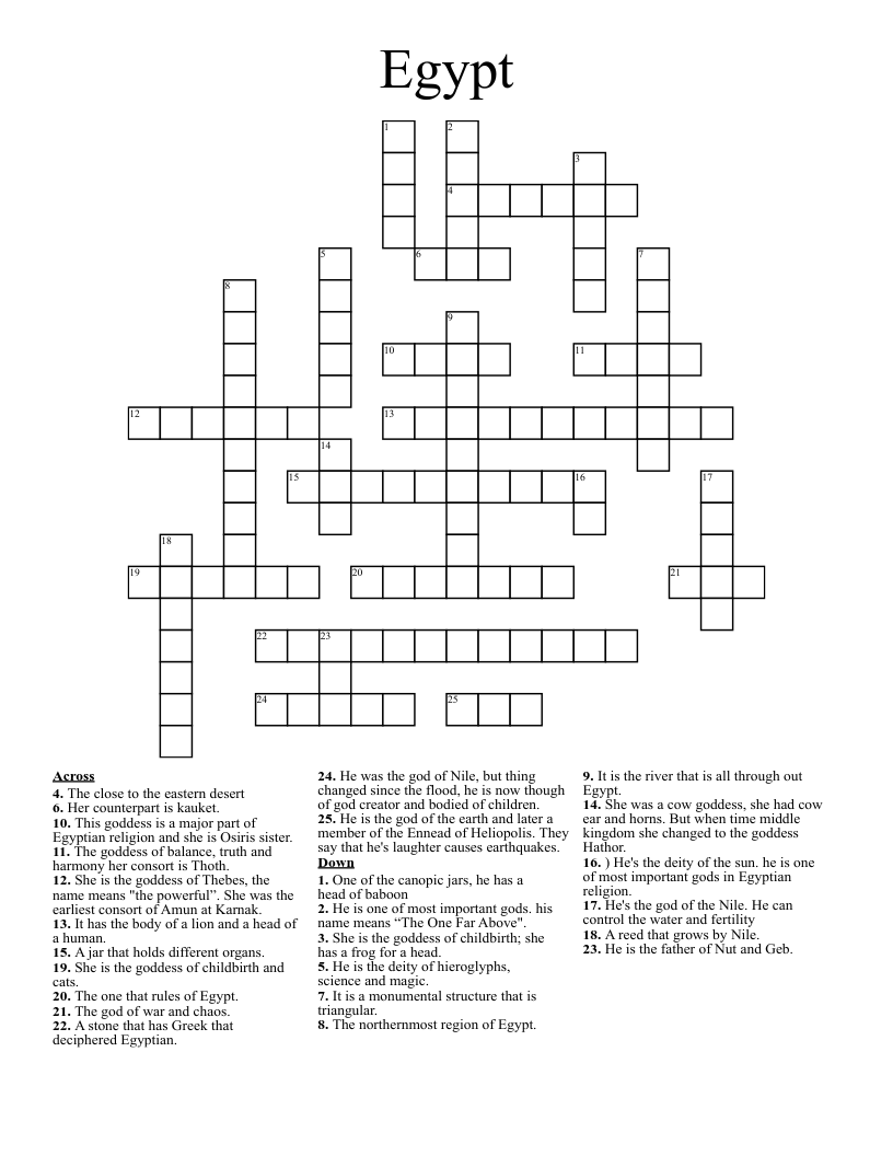 Egypt Crossword