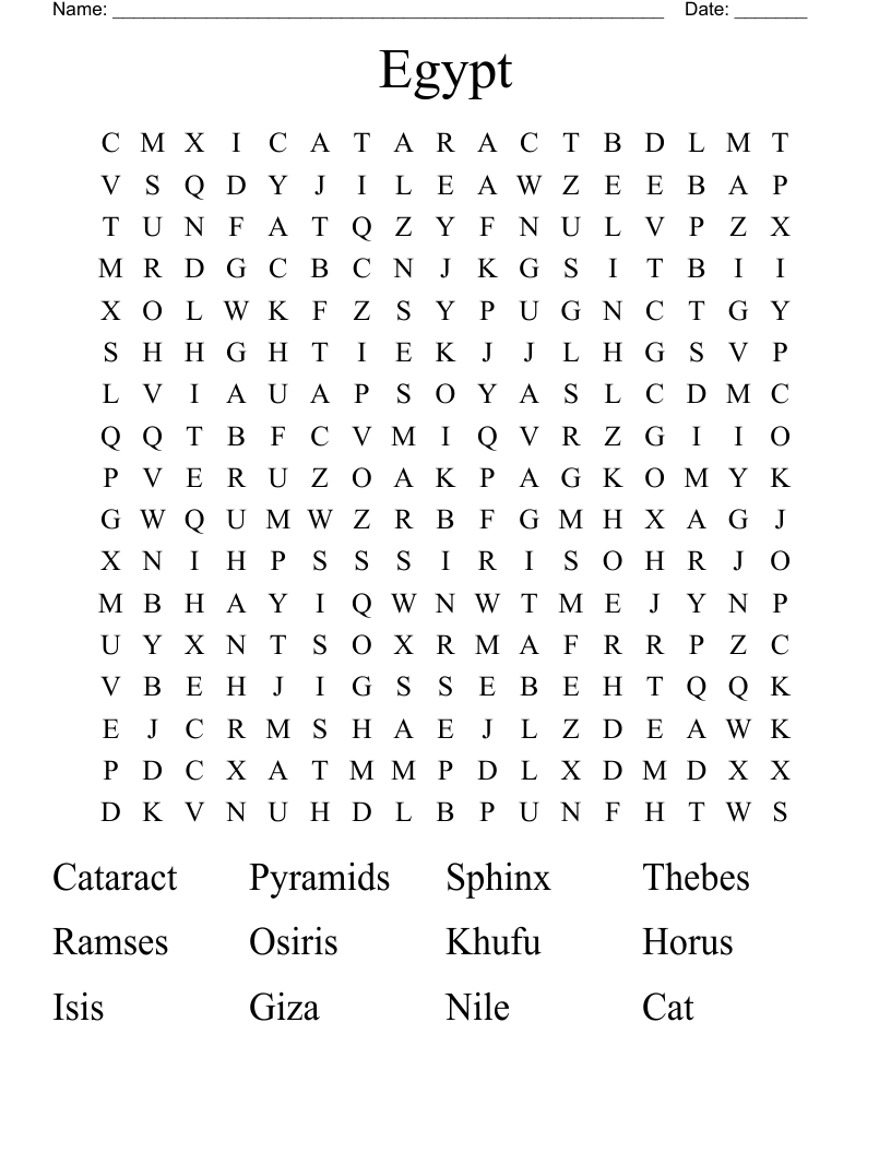 Egypt Word Search